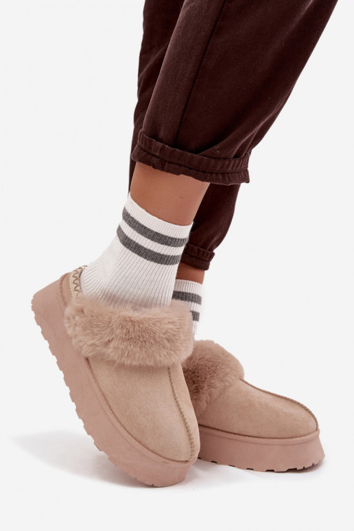 SneeuIn laarzen Dames met platform met bont I Haftem beige Querina SneeuIn laarzen Dames met platform met bont I Haftem beige Querina