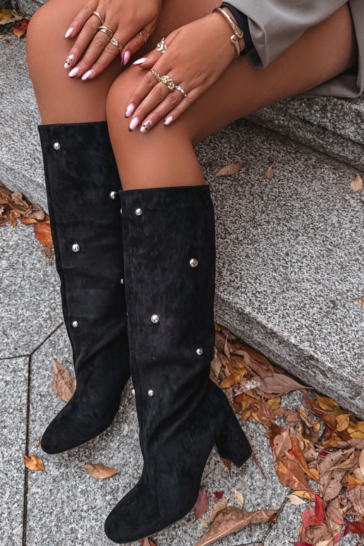 INarme Stiefel mit Absätzen Mit Dekorationeni Detalami schZuarze Farbe Lucinda