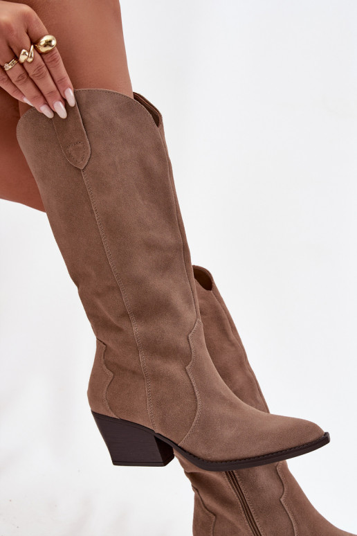 Peau en daim bottes style coÀ-boy Féminin réchauffer couleur kaki Urselle Peau en daim bottes style coÀ-boy Féminin réchauffer couleur kaki Urselle