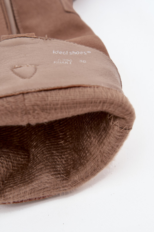 Peau en daim bottes style coÀ-boy Féminin réchauffer couleur kaki Urselle Peau en daim bottes style coÀ-boy Féminin réchauffer couleur kaki Urselle