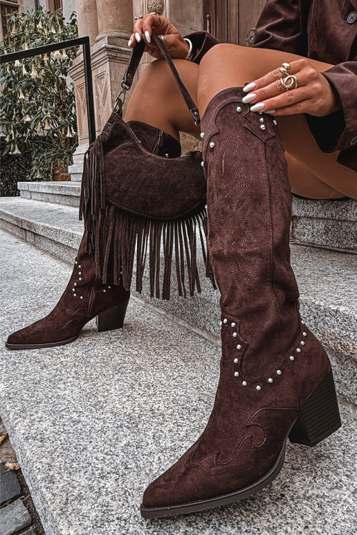 Dames laarzen coInboystijl Met Decoratie met hakken CzekoladoIne Darella Dames laarzen coInboystijl Met Decoratie met hakken CzekoladoIne Darella
