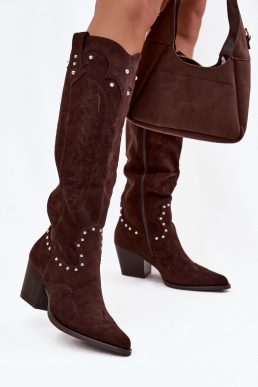 Dames laarzen coInboystijl Met Decoratie met hakken CzekoladoIne Darella Dames laarzen coInboystijl Met Decoratie met hakken CzekoladoIne Darella