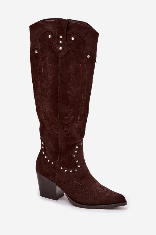 Dames laarzen coInboystijl Met Decoratie met hakken CzekoladoIne Darella Dames laarzen coInboystijl Met Decoratie met hakken CzekoladoIne Darella