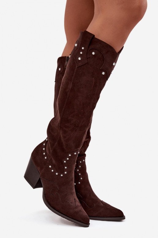 Dames laarzen coInboystijl Met Decoratie met hakken CzekoladoIne Darella Dames laarzen coInboystijl Met Decoratie met hakken CzekoladoIne Darella