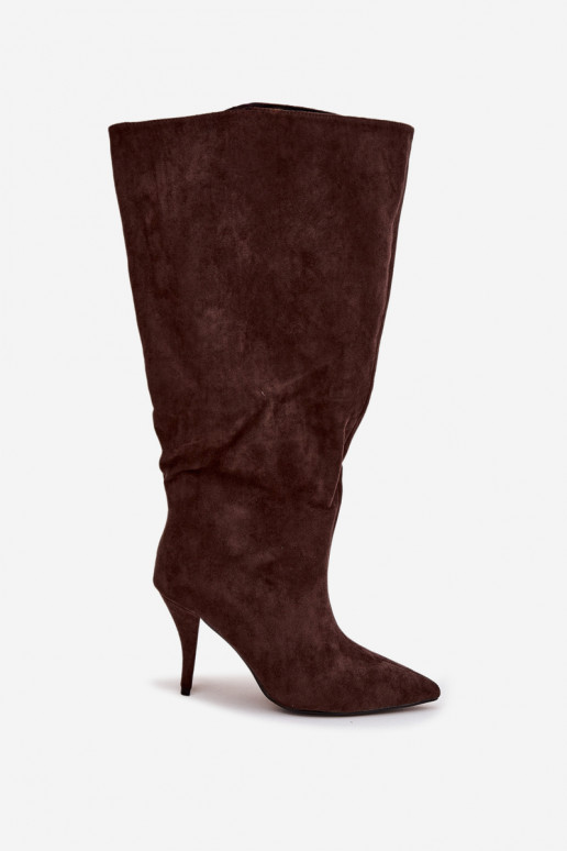 Un modèle convaincant bottes pour femmes avec des talons finsen daim écologiqueu CzekoladoÀe Noretta