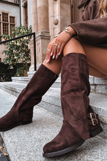 Bottes longues isolées pour femmes avec boucles, couleur chocolat Umbria