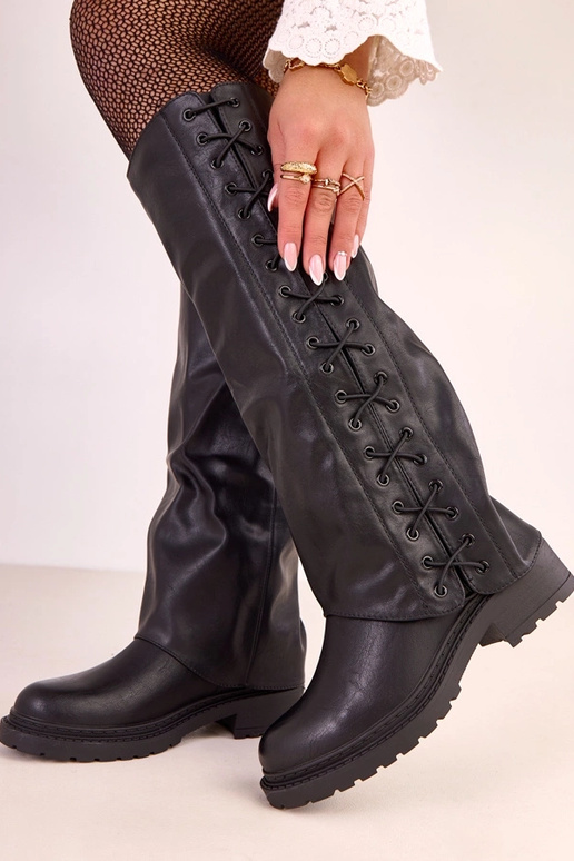 Bottes hautes noires avec tige...
