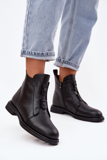 Haut sich Zuarm laufen Damenstiefel D&A MK52-026 schZuarze Farbe 2