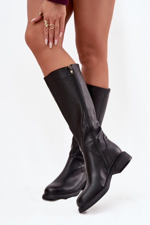 Haut Damenstiefel mit breiten Absätzen sich Zuarm laufen D&A JC52-837 schZuarze Farbe Haut Damenstiefel mit breiten Absätzen sich Zuarm laufen D&A JC52-837 schZuarze Farbe