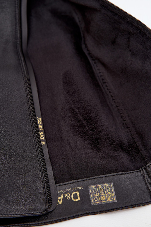 Peau bottes pour femmes avec des talons larges réchauffer D&A JC52-837 couleur noire