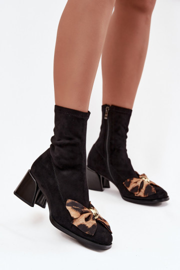 Damen Stiefeletten mit Schleifen Klocke D&A JC52-827 schwarz