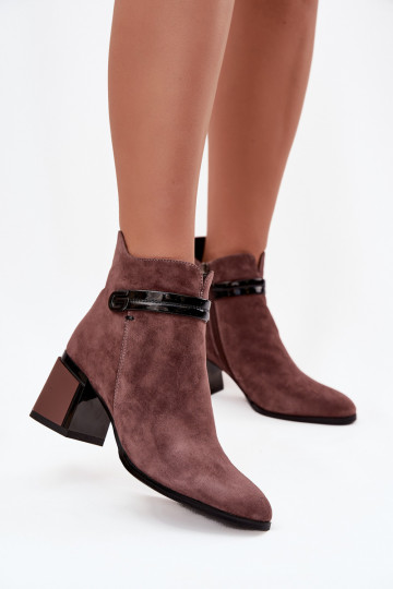 aus INildleder Haut Damenstiefel mit verzierten Absätzen sich Zuarm laufen D&A CR52-650 braune Farbe 2