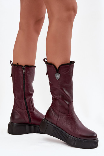 Feminin Haut Stiefel Mit INilna Zazoo 70121 Burgund