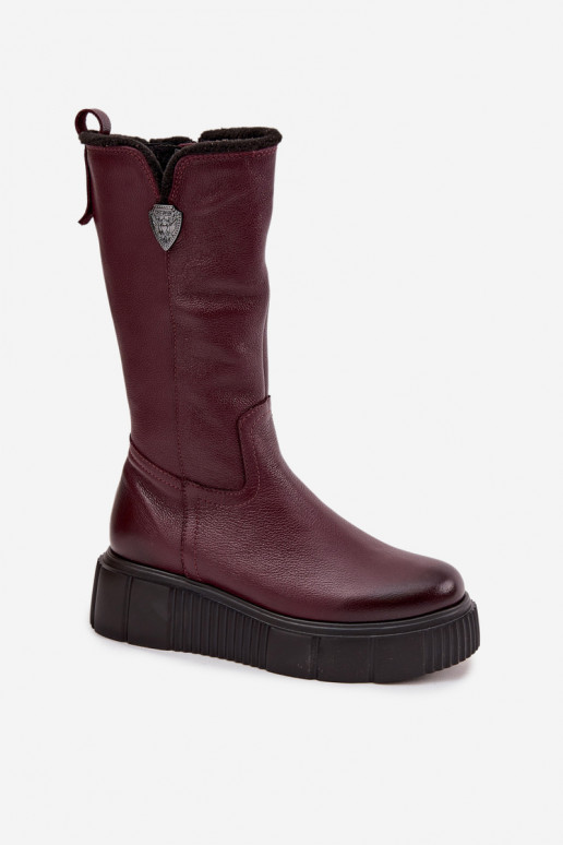 Féminin Peau bottes Avec Vilna Zazoo 70121 Bourgogne