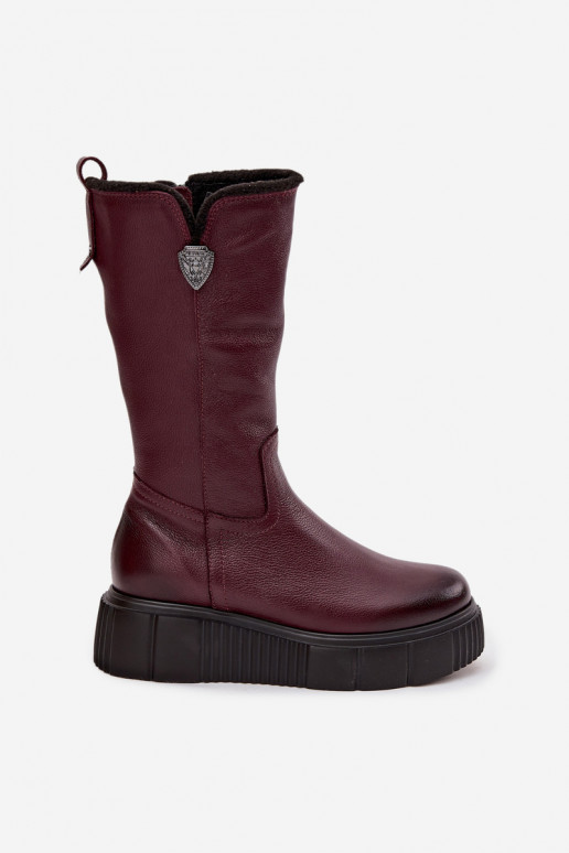 Féminin Peau bottes Avec Vilna Zazoo 70121 Bourgogne