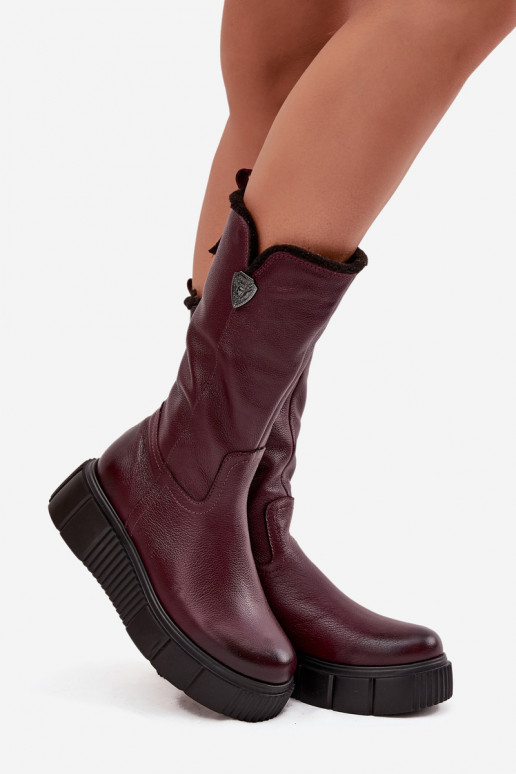 Féminin Peau bottes Avec Vilna Zazoo 70121 Bourgogne