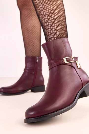 Dunkelrote Stiefeletten Zema mit Schnalle und Schloss 2