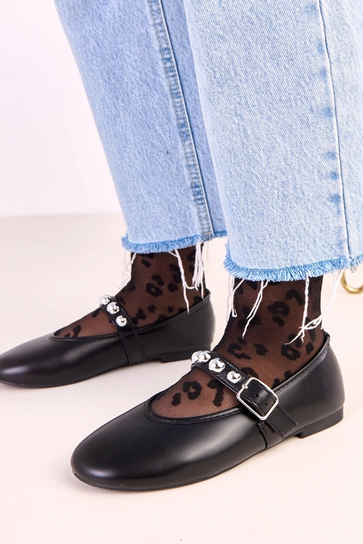 Ballerines Faira en cuir noir avec... Ballerines Faira en cuir noir avec...