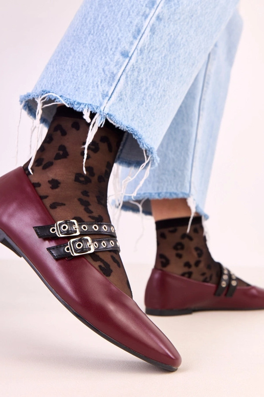 Donkerrode Alfira ballerina's met... Donkerrode Alfira ballerina's met...