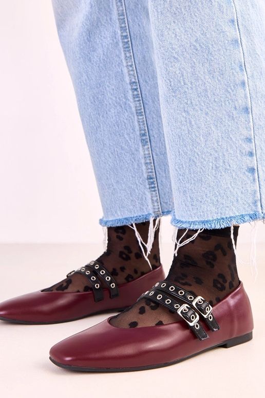 Donkerrode Alfira ballerina's met... Donkerrode Alfira ballerina's met...