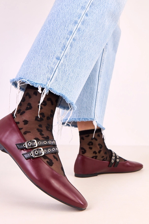 Donkerrode Alfira ballerina's met... Donkerrode Alfira ballerina's met...