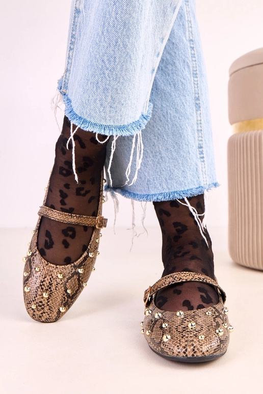 Bruine Selena ballerina's met... Bruine Selena ballerina's met...