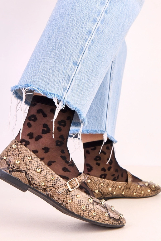 Ballerines Selena en cuir marron avec... Ballerines Selena en cuir marron avec...