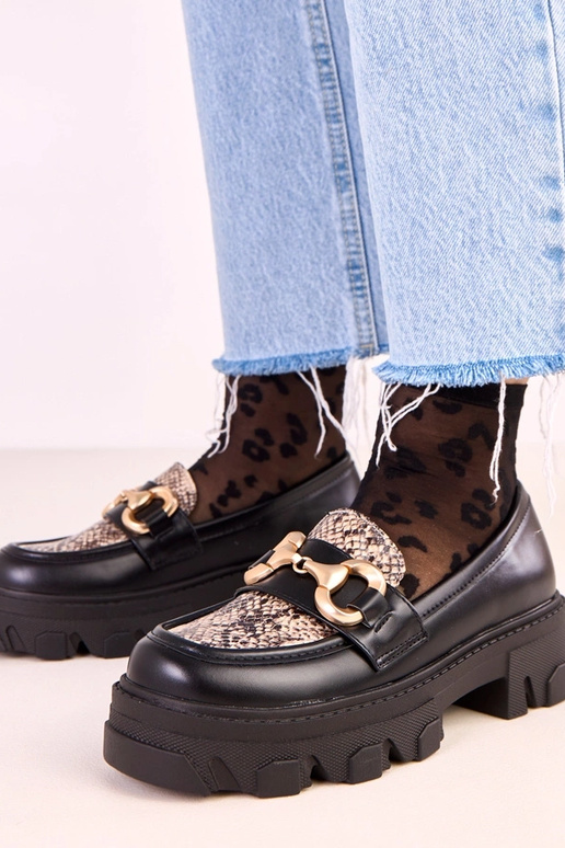 Mocassins Ruben en cuir noir avec... Mocassins Ruben en cuir noir avec...