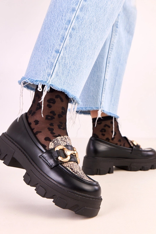 Mocassins Ruben en cuir noir avec... Mocassins Ruben en cuir noir avec...