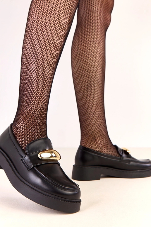 Mocassins Ella en cuir noir avec... Mocassins Ella en cuir noir avec...