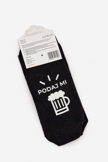 Chaussettes pour hommes avec inscription "Donne-moi une bière" noires 2