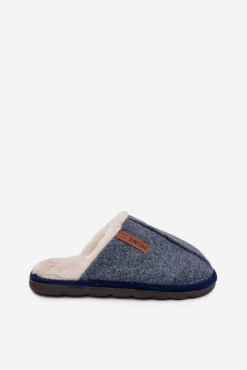 Chaussons Mâle réchauffer avec de la fourrure à l intérieur bleu foncé Darielle 2