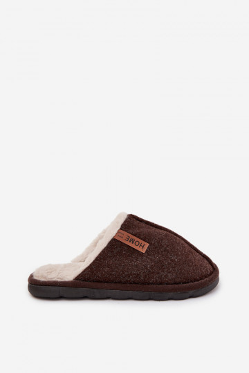 Heren verwarmde slippers met binnenvoering van bont chocoladebruin Darielle 2