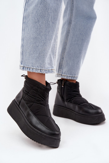 Bottes de neige Féminin avec une plateforme réchauffer avec de la fourrure à l intérieur couleur noire Tahlira 2