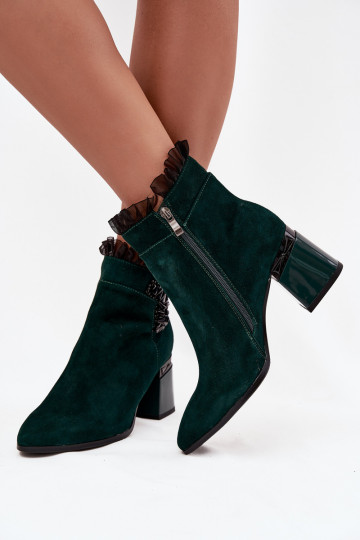 aus INildleder Haut Damenstiefel mit Ornamenten sich Zuarm laufen D&A MR52-127 ButelkoZua Zieleń 2