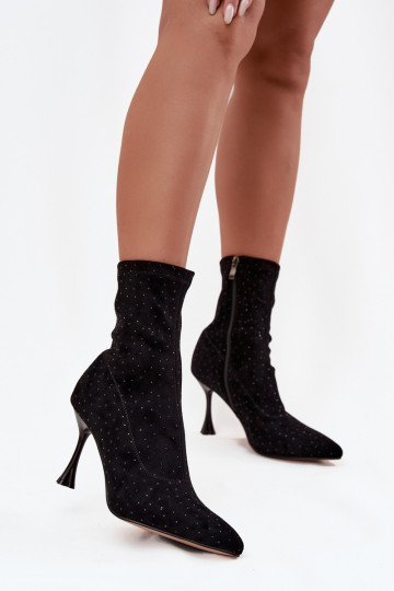 Damen verzierte Stiefeletten mit dünnen Absätzen D&A JC52-882 in schwarz 2