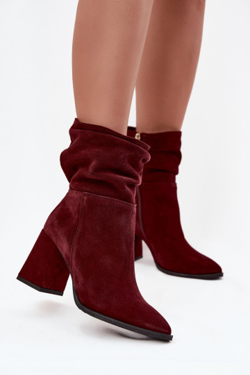 Bottines en faux daim avec talons et volants Zazoo 4216 couleur bordeaux 2