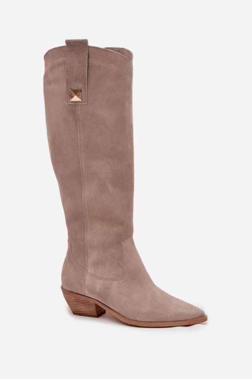 Peau en daim bottes style coÀ-boy réchauffer Zazoo 4224 couleur cappuccino Peau en daim bottes style coÀ-boy réchauffer Zazoo 4224 couleur cappuccino