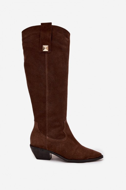 Peau en daim bottes style coÀ-boy réchauffer Zazoo 4224 CzekoladoÀe Peau en daim bottes style coÀ-boy réchauffer Zazoo 4224 CzekoladoÀe