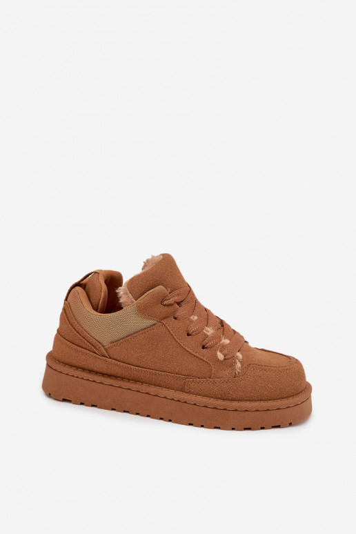 Sneakers Stilvollllschuhe Feminin sich Zuarm laufen mit Fell innen braune Farbe Cyrissa Sneakers Stilvollllschuhe Feminin sich Zuarm laufen mit Fell innen braune Farbe Cyrissa