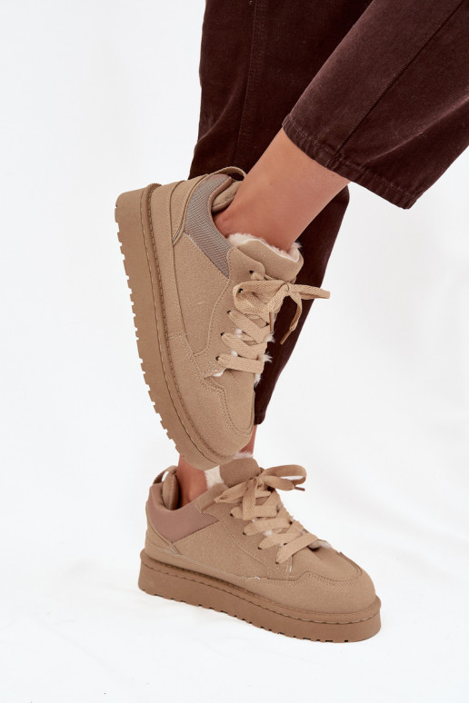 Sneakers model schoenen Dames opInarmen met bont erin beige Cyrissa Sneakers model schoenen Dames opInarmen met bont erin beige Cyrissa