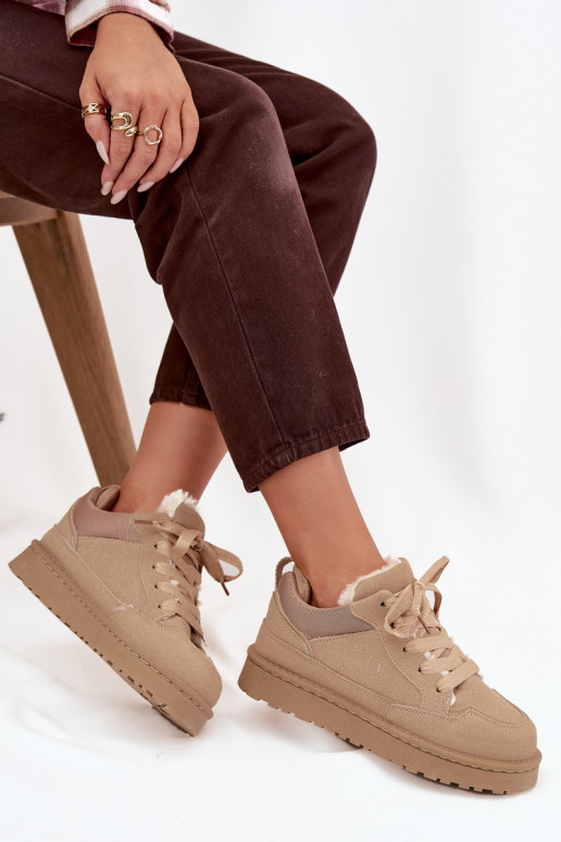 Sneakers Stilvollllschuhe Feminin sich Zuarm laufen mit Fell innen Beige Cyrissa Sneakers Stilvollllschuhe Feminin sich Zuarm laufen mit Fell innen Beige Cyrissa