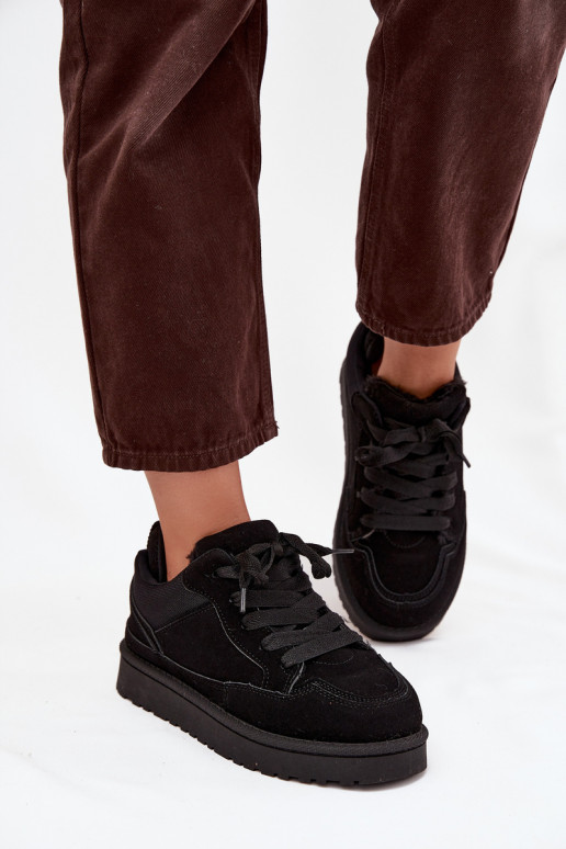 Chaussures modèle baskets Féminin réchauffer avec de la fourrure à l intérieur couleur noire Cyrissa Chaussures modèle baskets Féminin réchauffer avec de la fourrure à l intérieur couleur noire Cyrissa