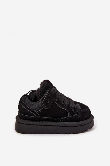 Baskets pour enfants réchauffer avec de la fourrure à l intérieur couleur noire Mireen 2
