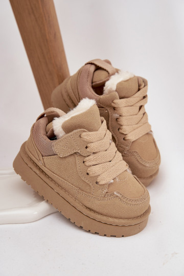Baskets pour enfants réchauffer avec de la fourrure à l intérieur beige Mireen
