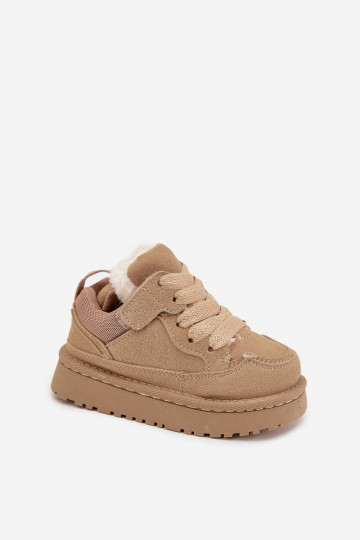Baskets pour enfants réchauffer avec de la fourrure à l intérieur beige Mireen 2