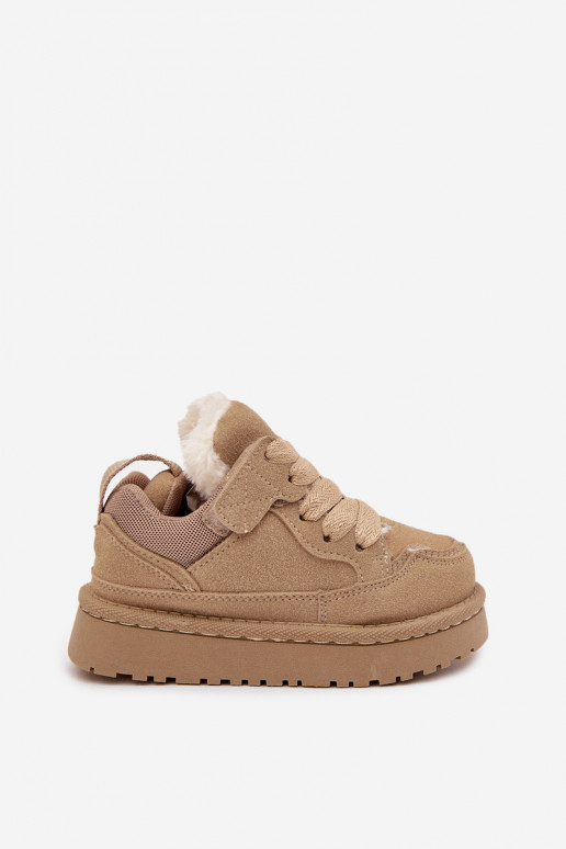 Baskets pour enfants réchauffer avec de la fourrure à l intérieur beige Mireen Baskets pour enfants réchauffer avec de la fourrure à l intérieur beige Mireen