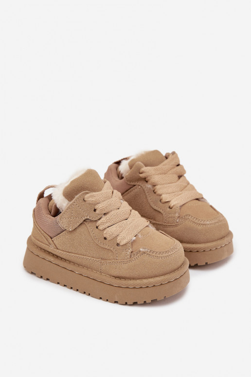 Baskets pour enfants réchauffer avec de la fourrure à l intérieur beige Mireen Baskets pour enfants réchauffer avec de la fourrure à l intérieur beige Mireen