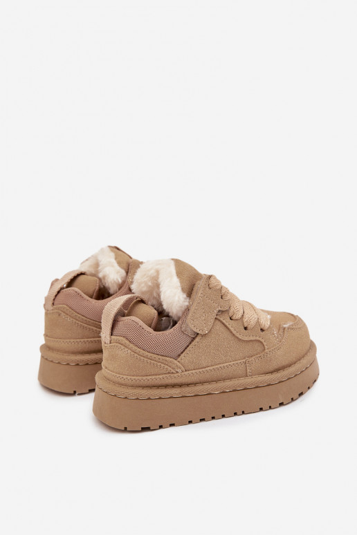 Baskets pour enfants réchauffer avec de la fourrure à l intérieur beige Mireen Baskets pour enfants réchauffer avec de la fourrure à l intérieur beige Mireen