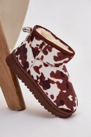 Bottes de neige chaudes pour enfants/jeunes en blanc et brun avec fourrure intérieure Mireya